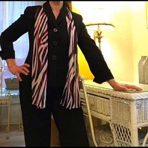 Perfect condition-black suit with red scarf